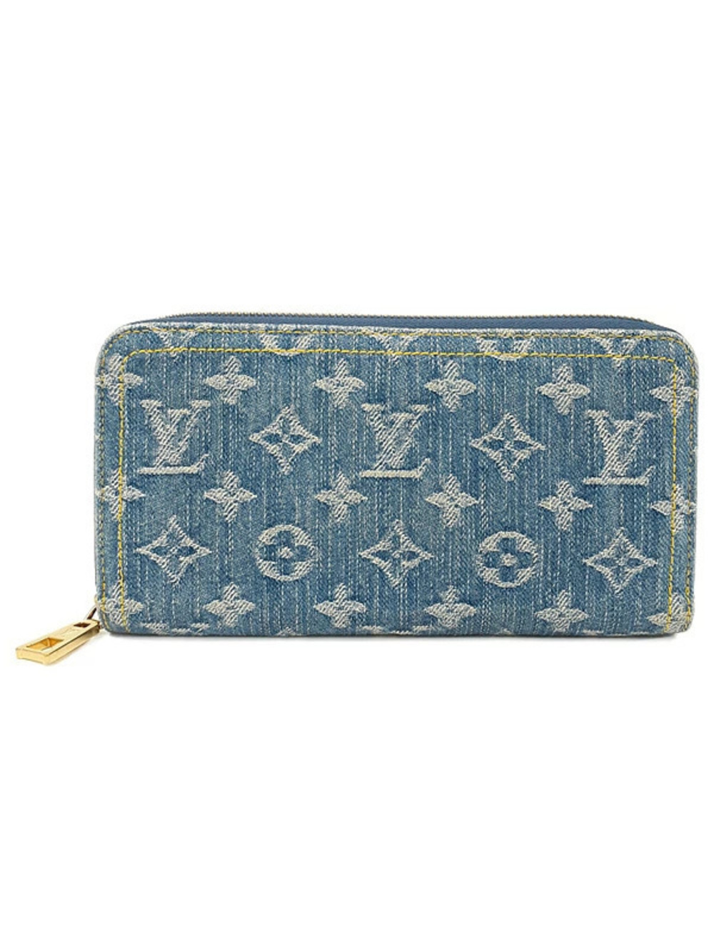 Louis Vuitton Monogram Denim Zippy Wallet Round Zipper Long